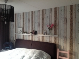 sloophout steigerhout hout behang beige bruin strepen vlies 