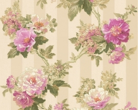 Behang bloemen roze  beige groene AS Romantica 30446-2