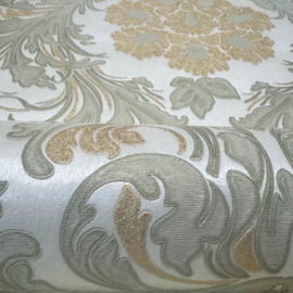 Exclusief Italiaans Vinyl Behang – Barokdesign met Gouden Glitter