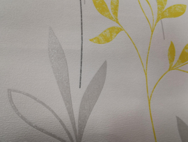 Geel bloemen behang 735437