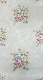 Engelse bloemen behang klaprozen satijn 37225-5
