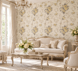 Behang Bloemen wit goud AS Romantica 30647-4
