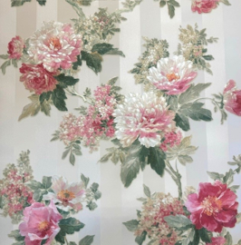 glitter behang bloemen boeketten rozen strepen