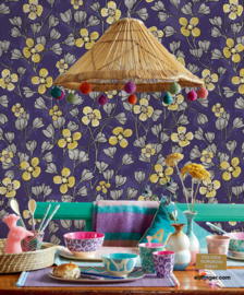 Eijffinger Rice 2 Wallpower 383615 Poetic Wall Flower Purple