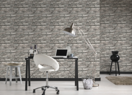 Steen behang 3d grijs taupe 51122309