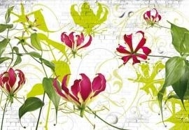 8-899 Komar Fotobehang Gloriosa paar groen bloemen behang