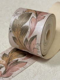 Oud roze botanische behangrand landelijk 3,5 cm – 5 meter lang