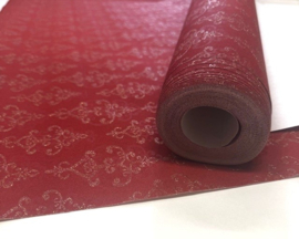 Rood goud barok behang met goude glitter