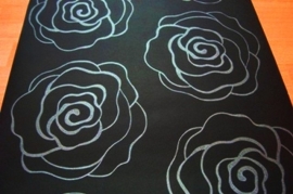 zwart zilver rozen behang bloemen 22