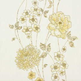Geel bloemen behang 55314