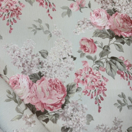 Rozen Behang met Glitter Roze Groen Lila – Romantische Bloemen Boeketten – Afneembaar – 34148-3