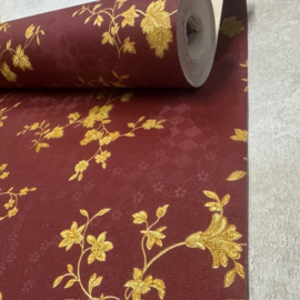 Cafe behang kroegen klassiek rood goud Vintage bloemen