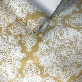 Goud barok behang glamour look met glitter