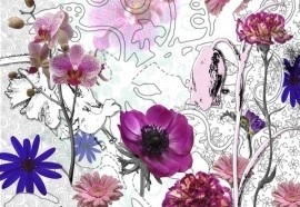 8-887 Komar Fotobehang Purple paars roze bloemen behang