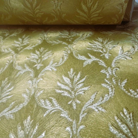 Goud Barok Behang – Glimmend Satijn Look – Klassiek Vinylbehang – Cafe kroegen