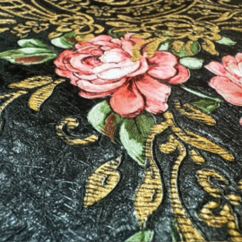 kunst behang romantische rozen mooie boeketten op marmerlook