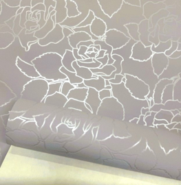 lila behang bloemen glim trendy