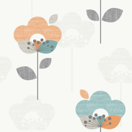 Modern bloemen behang pastel kleuren linnen look rasch 277005