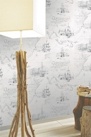 Noordwand Les Aventures 51136809 LANDKAART BEHANG piraten schip