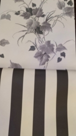 bloemen behang grijs  xx11