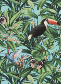 tropical behang vogel bloemen bomen  10121-18