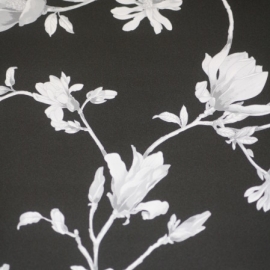 Zwart wit bloemen vlies behang 68442 Noordwand