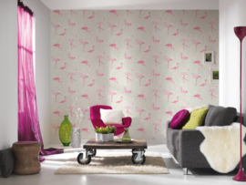 Flamingo behang vogel 35980-1