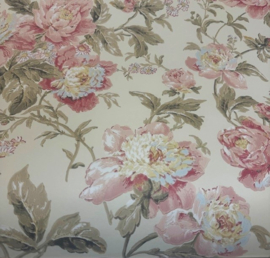 Bloemen Behang Landelijk – Crème met Roze Bloemen – York Wallcoverings WA7808