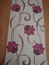 paars oudroze bloemen glinster vinyl behang 103