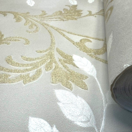 Diamond Dust Vliesbehang 450552 – Linnenlook Nude Goud Glitter – Planten Design