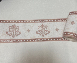 Vintage Behangrand met Franse Lelies in Warm Bruin 324405