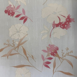 Bloemen behang beige rood creme Amaryllis bloem