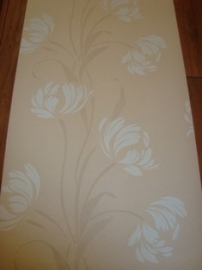 bloemen behang beige creme 137