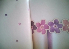 opruiming roze paars klein lief bloemen behang 38