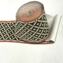 retro behangrand zwart beige rood