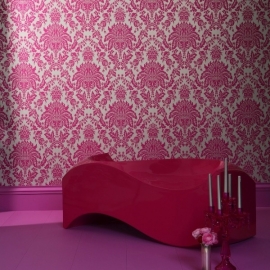 Rose ZILVER barok vinyl behang 0002