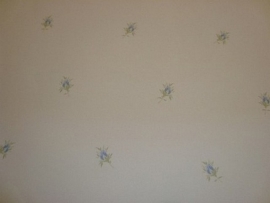 blauw creme engelse kleine bloemetjes behang opruiming 9