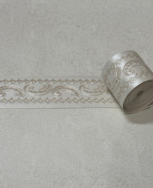 Crème geometrische behangrand glans 5,5 cm – 5 meter lang