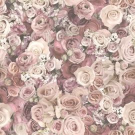 Rozen behang mooie boeketen roze Engelse styl