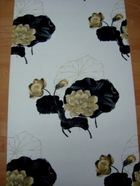 zwart goud bloemen behang 00021