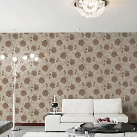 Goud bruin bloemen behang  aquarelle v6370-5