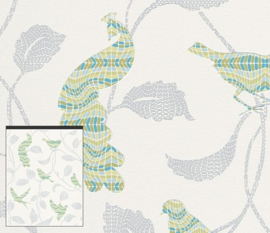 Rasch Funky Flair behang vogel gewevenprint 721706