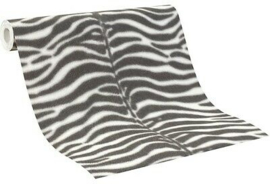 Zebraprint behang zwart wit 865813