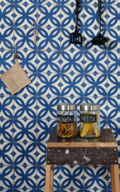 retro behang blauw opruiming 524703