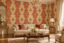 Rood goud barok behang 6829-18
