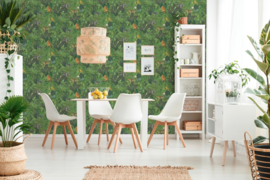 Jungle Dierenbehang met Apen, Olifanten en Tropische Sferen 38724-1