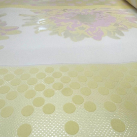 Retro patchwork behang roze lila geel bloemen vlies 788815