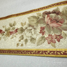 behangrand rood goud beige bloemen  905904