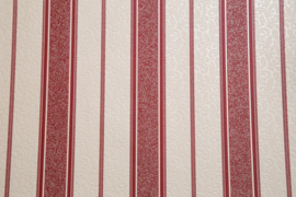 Rood strepen behang met glitter 1369-15