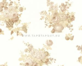Bloemen behang wit goud 6785-46